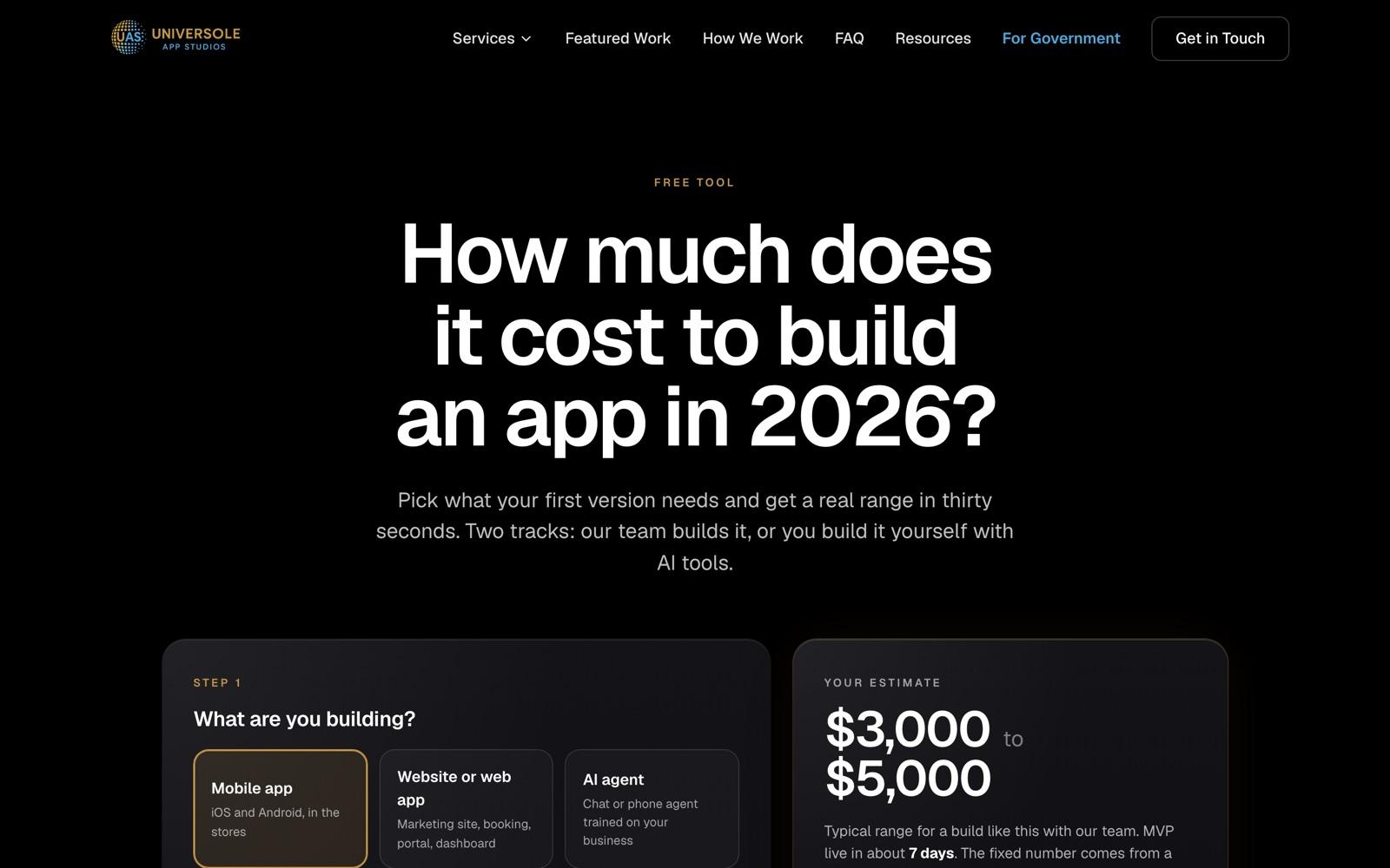 App cost calculator