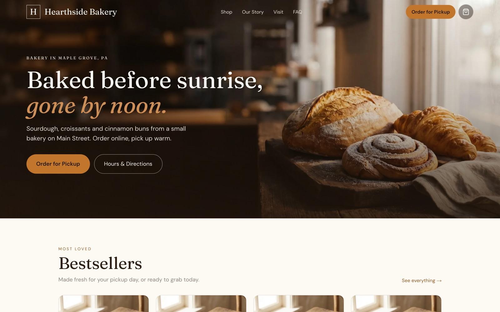A demo bakery shop built on Counter, our pickup ordering platform