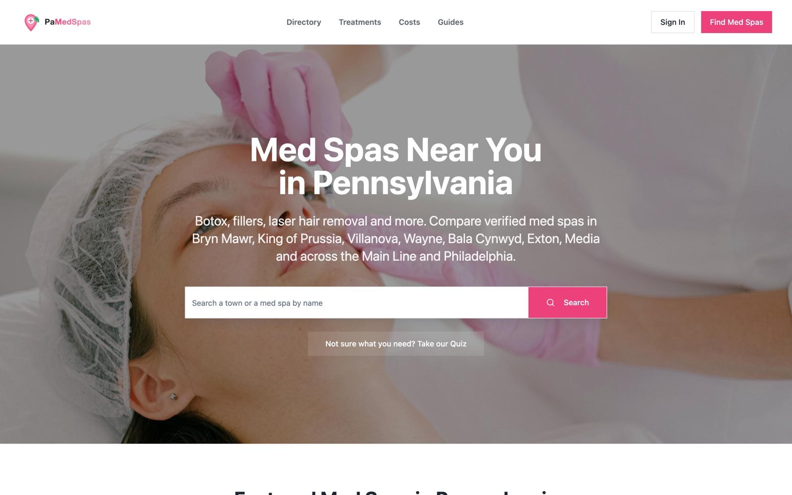PaMedSpas landing page