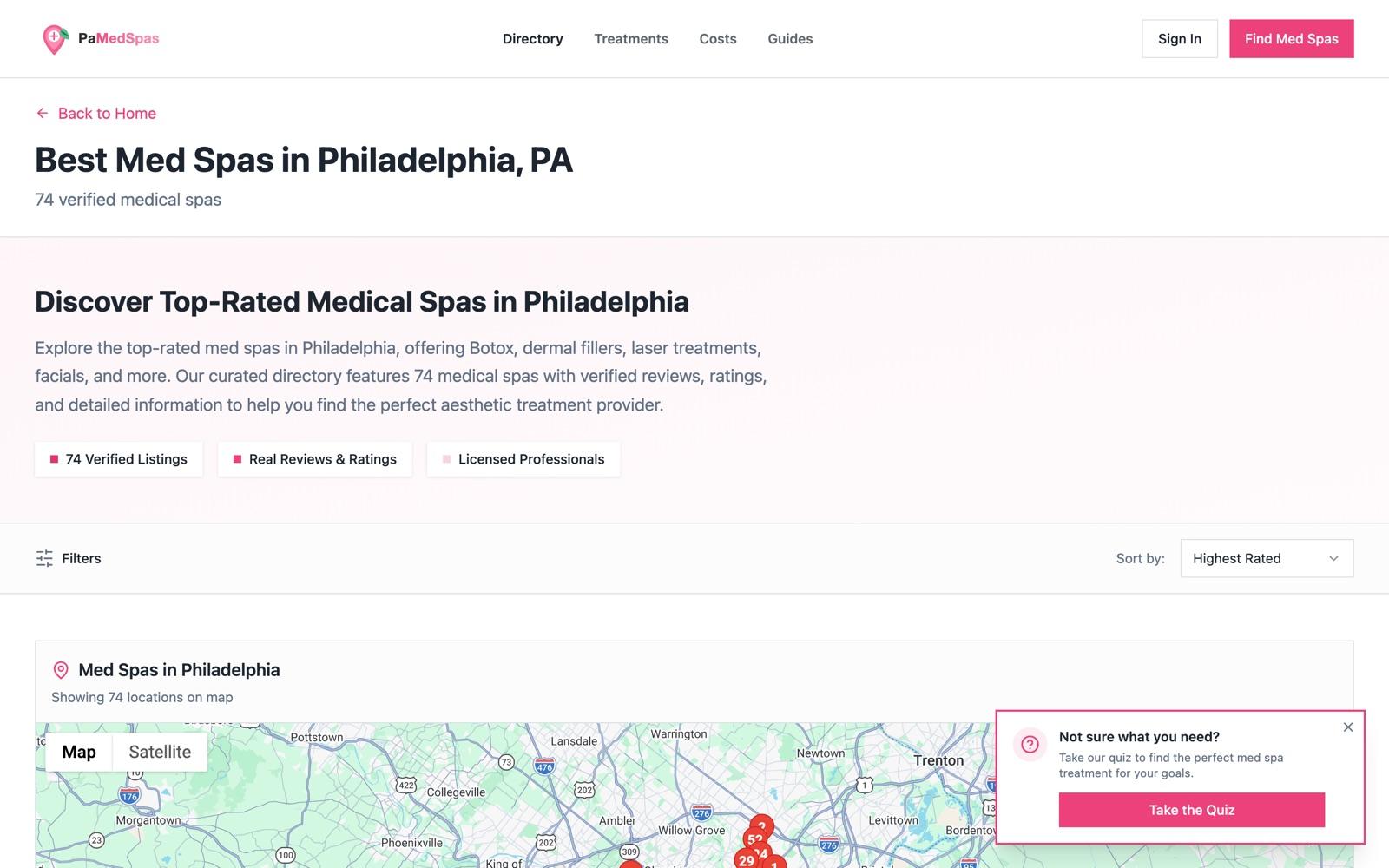 City directory page with map