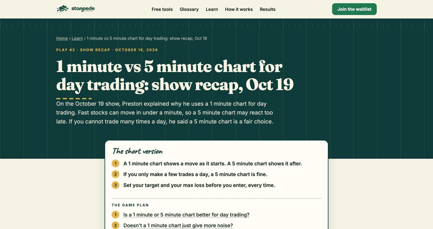 Stampede show recap page